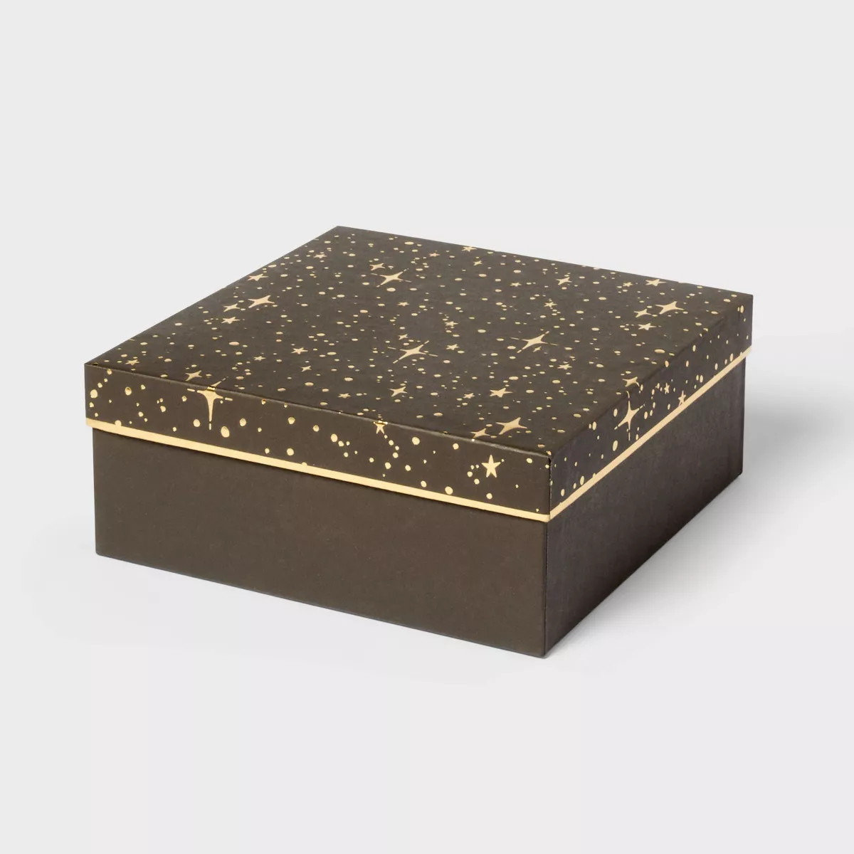 Gold/Black Stars Square Gift Box - Spritz™: Polka Dots, Classic Patterns, 10"x10"x4", All Occas... | Target