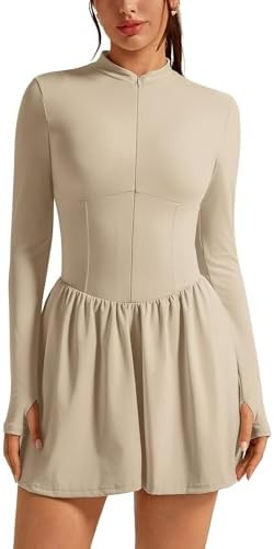 ABOCIW Womens Zip Front Tennis Dress High Neck Sleeveless Workout Golf Dresses Build in Shorts wi... | Amazon (US)