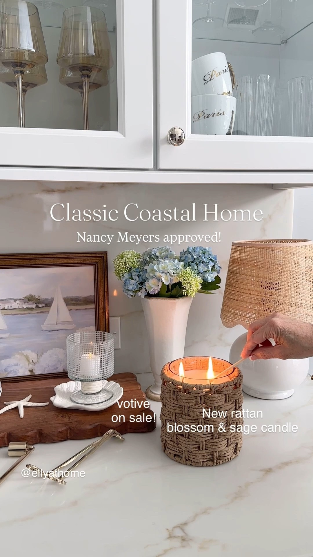 coastal home decor styling! Shop new rattan candle, shell candle, hurricane votive candleholder on sale, hanging basket, coastal artwork, plates, vases, hydrangeas arrangement, wood riser, scallop shade lamp, wineglasses, favorite books, florals, and more coastal decor. Pottery Barn, Amazon home, Target

#LTKHome #LTKSaleAlert