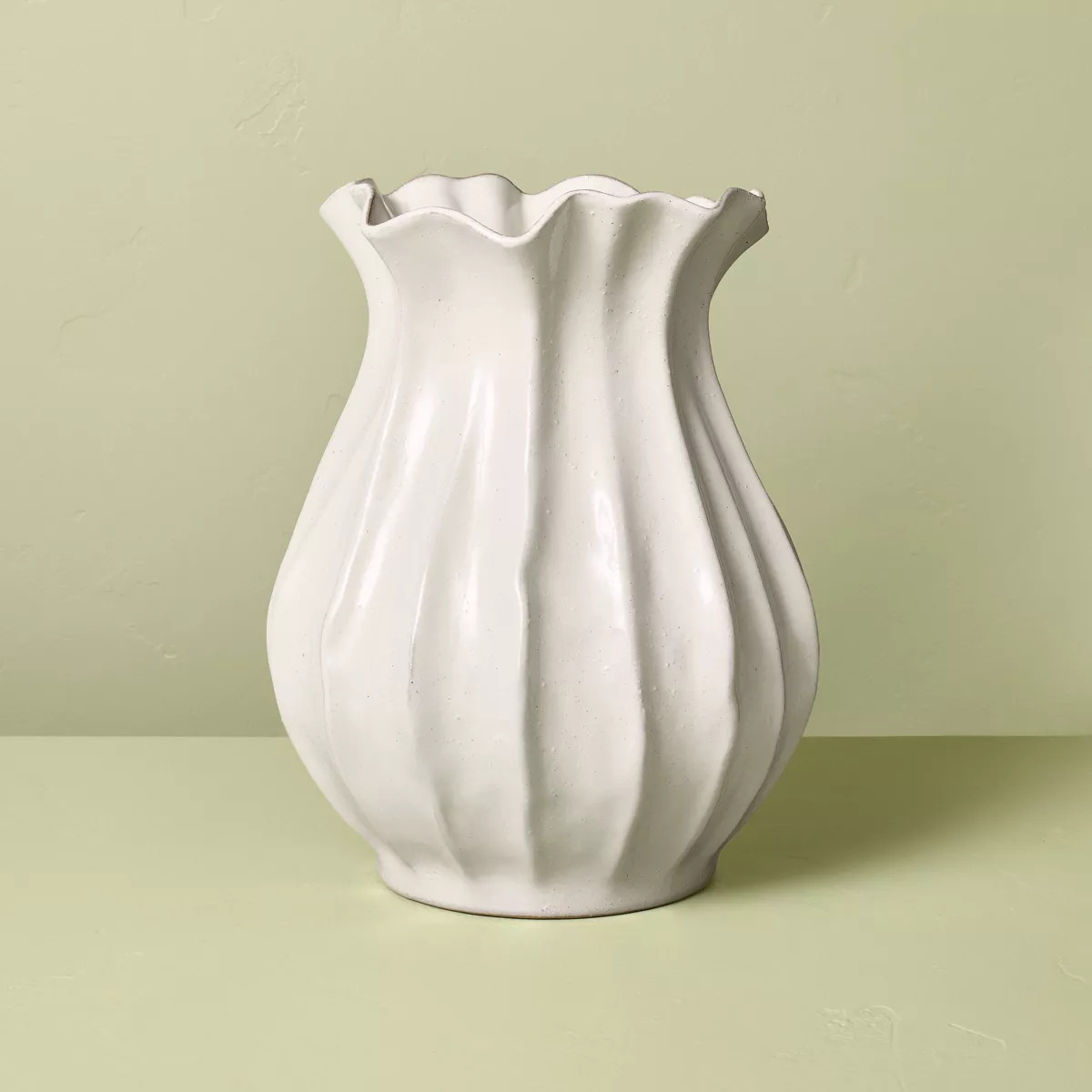 Pleated Ceramic Vase Sour Cream - Hearth & Hand™ with Magnolia | Target