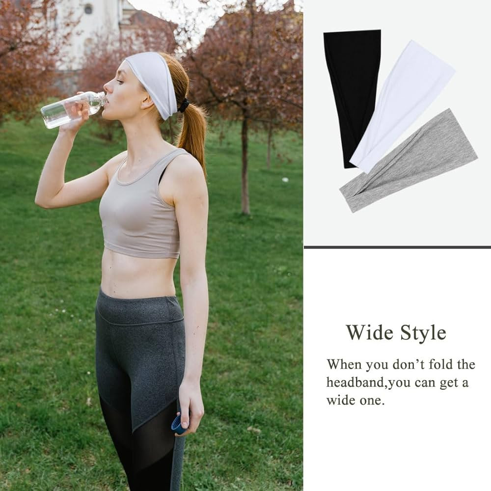 YONUF Fashion Headbands For Women Wide Headband Yoga Workout Head Bands Hair Accessories Band Bla... | Amazon (US)