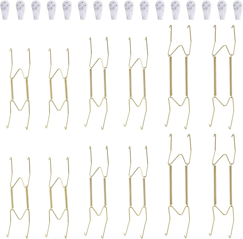 Fasunry 12 Pack Plate Hangers, 8 10 12 Inch Wall Plate Hangers and 16 Pack Wall Hooks, Compatible... | Amazon (US)