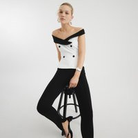 River Island Womens White Sleeveless Double Breasted Bardot Top | River Island UK & IE