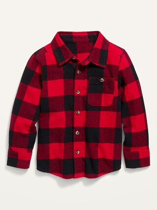 Long-Sleeve Plaid Pocket Shirt for Toddler Boys | Old Navy (US)