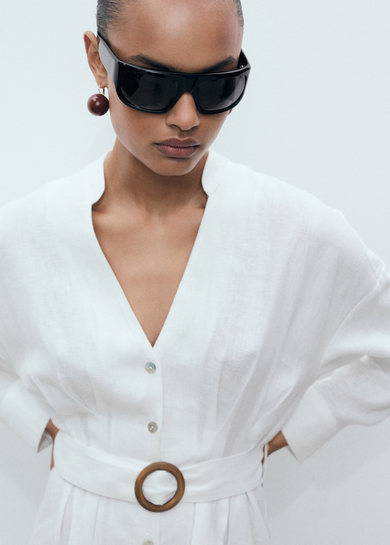 Linen shirt dress with belt - Women | MANGO USA | Mango (US/MX/AU)