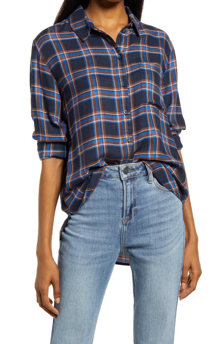 TREASURE AND BOND Plaid Boyfriend Shirt | Nordstrom
