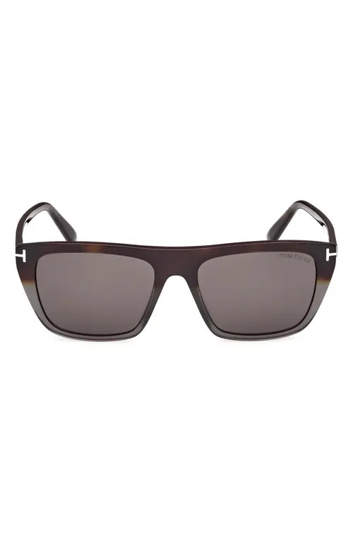 TOM FORD Aslan 56mm Rectangular Sunglasses in Havana Into Grey Havana at Nordstrom | Nordstrom