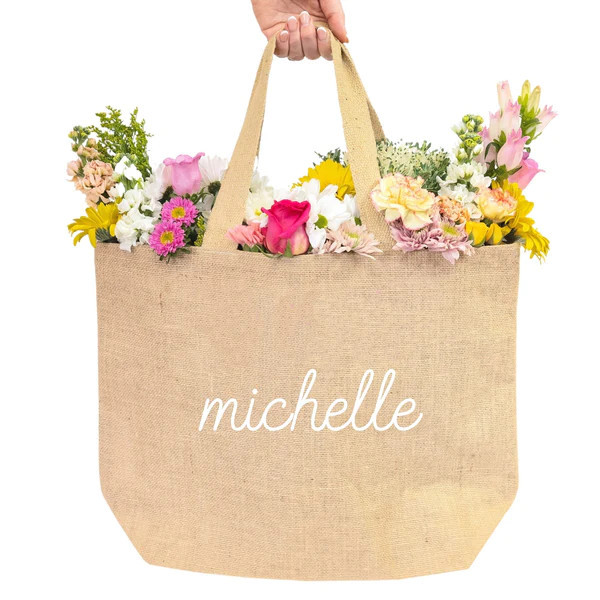 Custom Name Jute Tote | Sprinkled With Pink