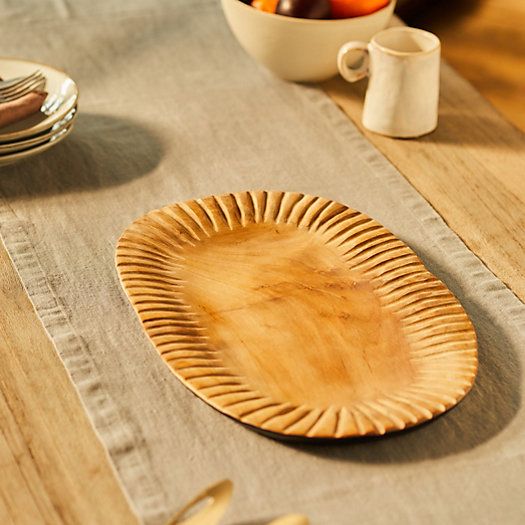 Carved Teak Serving Platter | Terrain