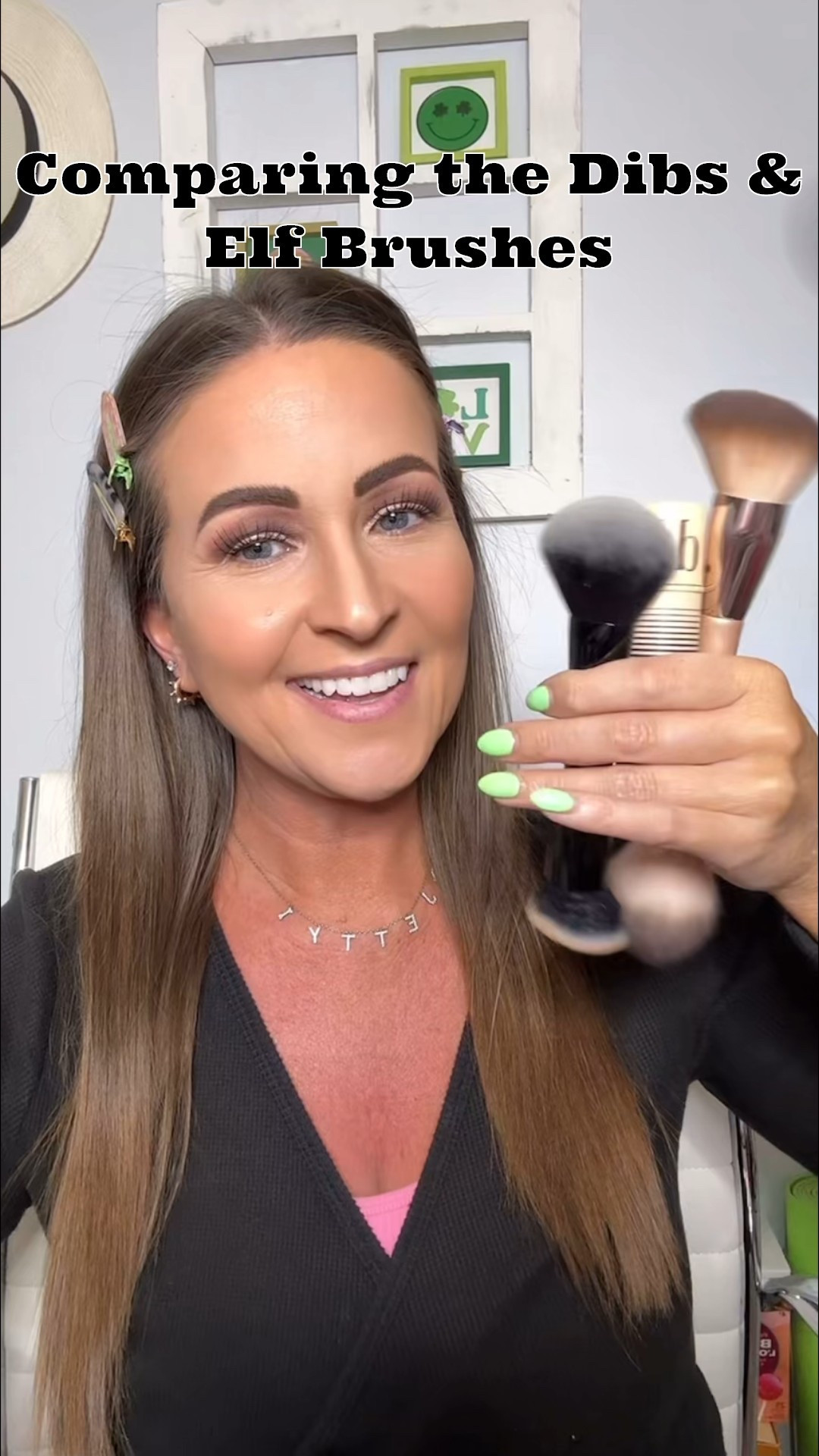 Comparing the Dibs & Elf dual ended brushes. I prefer the Dibs as it is softer, which I feel makes it easier to blend, and it is larger. I feel like I had more foundation movement with the Elf brush. 

Makeup, contour stick, multi use stick, makeup brush, contour brush 

#LTKStyleTip #LTKBeauty #LTKSpringSale