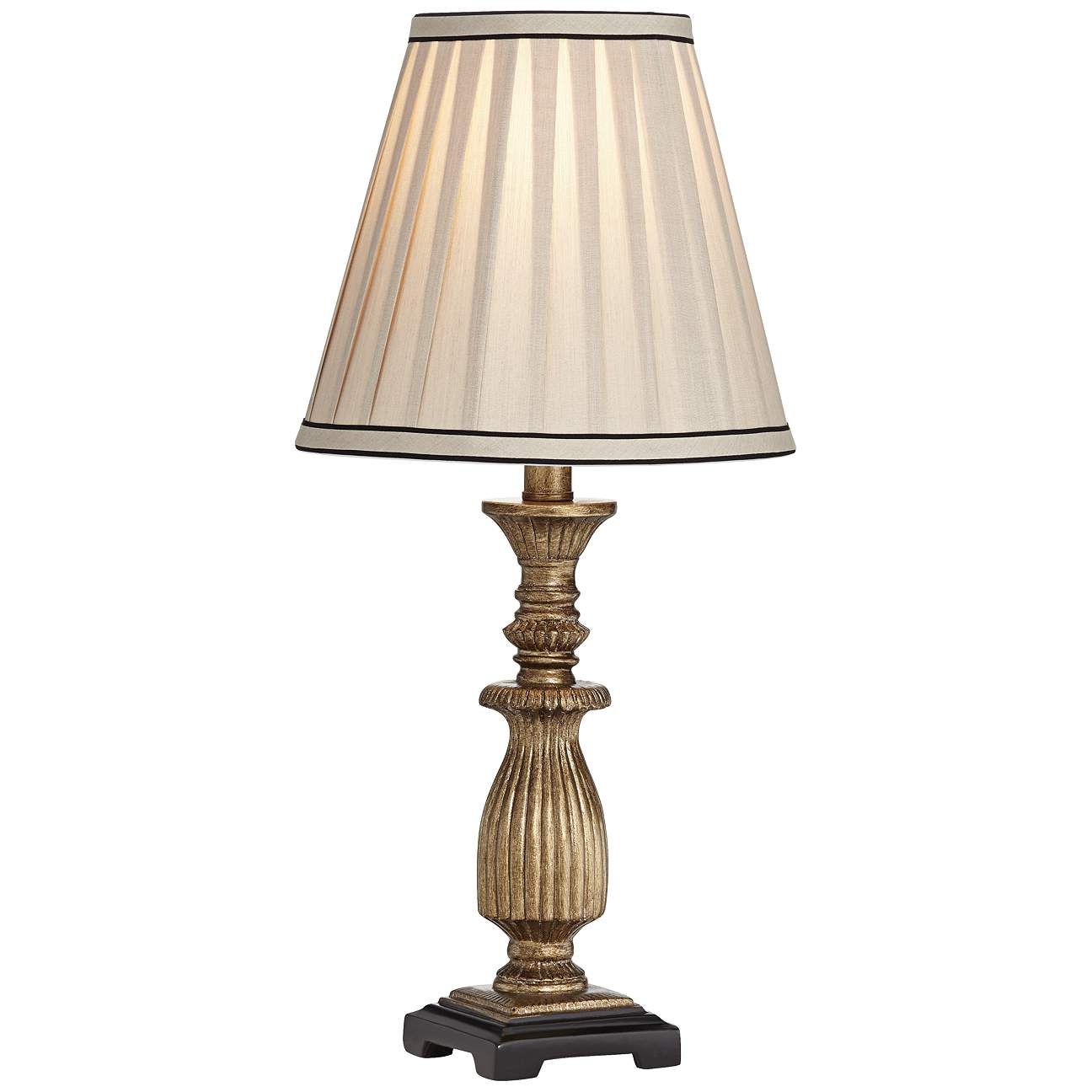 Ribbed 18" High Antique Gold with Pleat Shade Accent Lamp - #W8646 | Lamps Plus | Lamps Plus