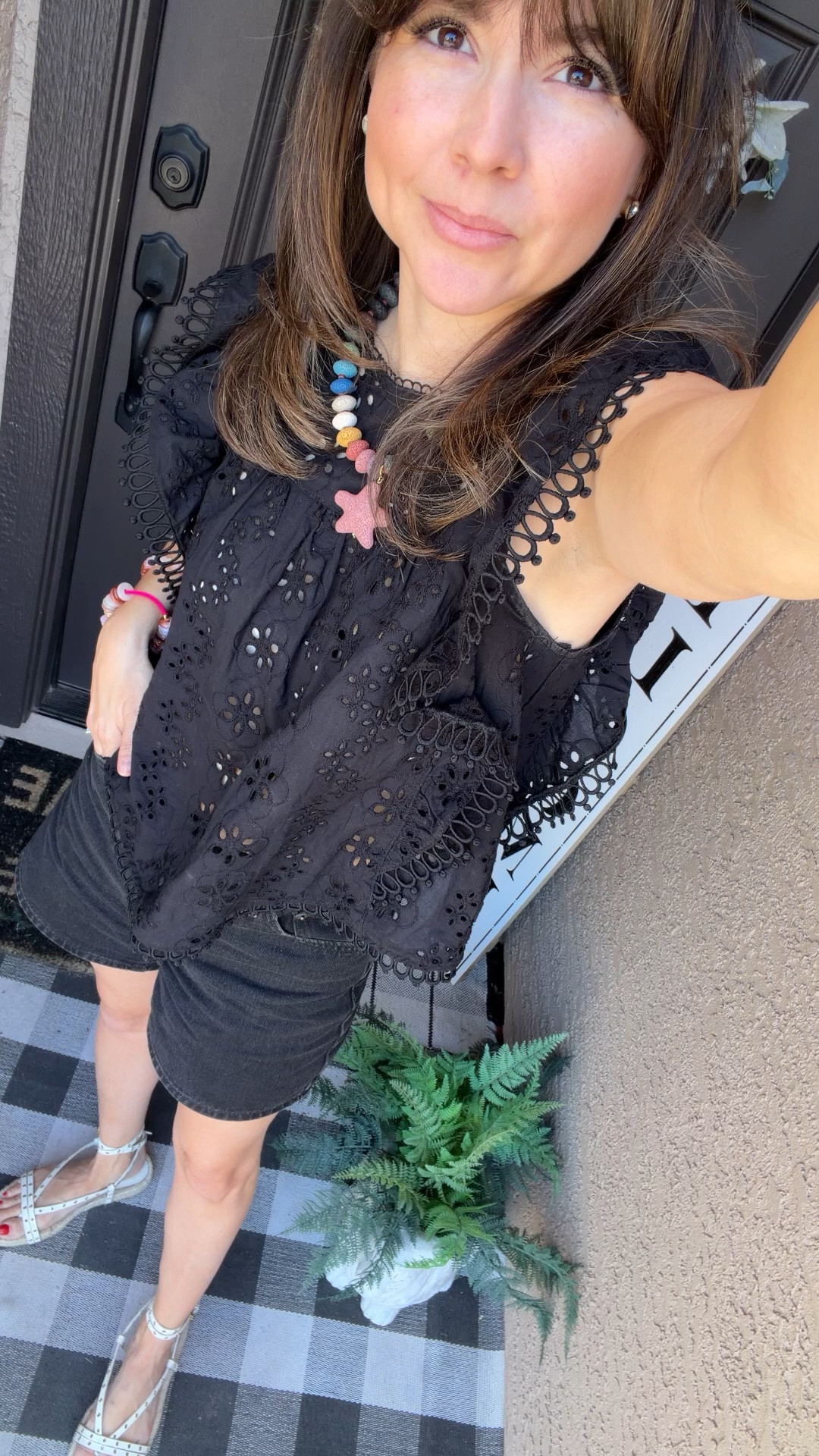 Black pieces that make getting dressed effortless (5’2 petite-friendly)

This eyelet top is one of those elevated basics that instantly makes a simple outfit feel styled without trying
Lightweight, breathable, and not overwhelming on a petite frame

Paired with easy black shorts I’ll wear on repeat all summer
Comfortable, flattering, and actually the right length for 5’2

These are the kinds of pieces I reach for when I want to feel put together fast but still comfortable

Top XS 
Shorts 25 

@levi 


Comment SHOP below to receive a DM with the link to this post on my LTK ⬇ https://liketk.it/67VFs #ltkpetite #ltkfestival #ltkootd @levi 