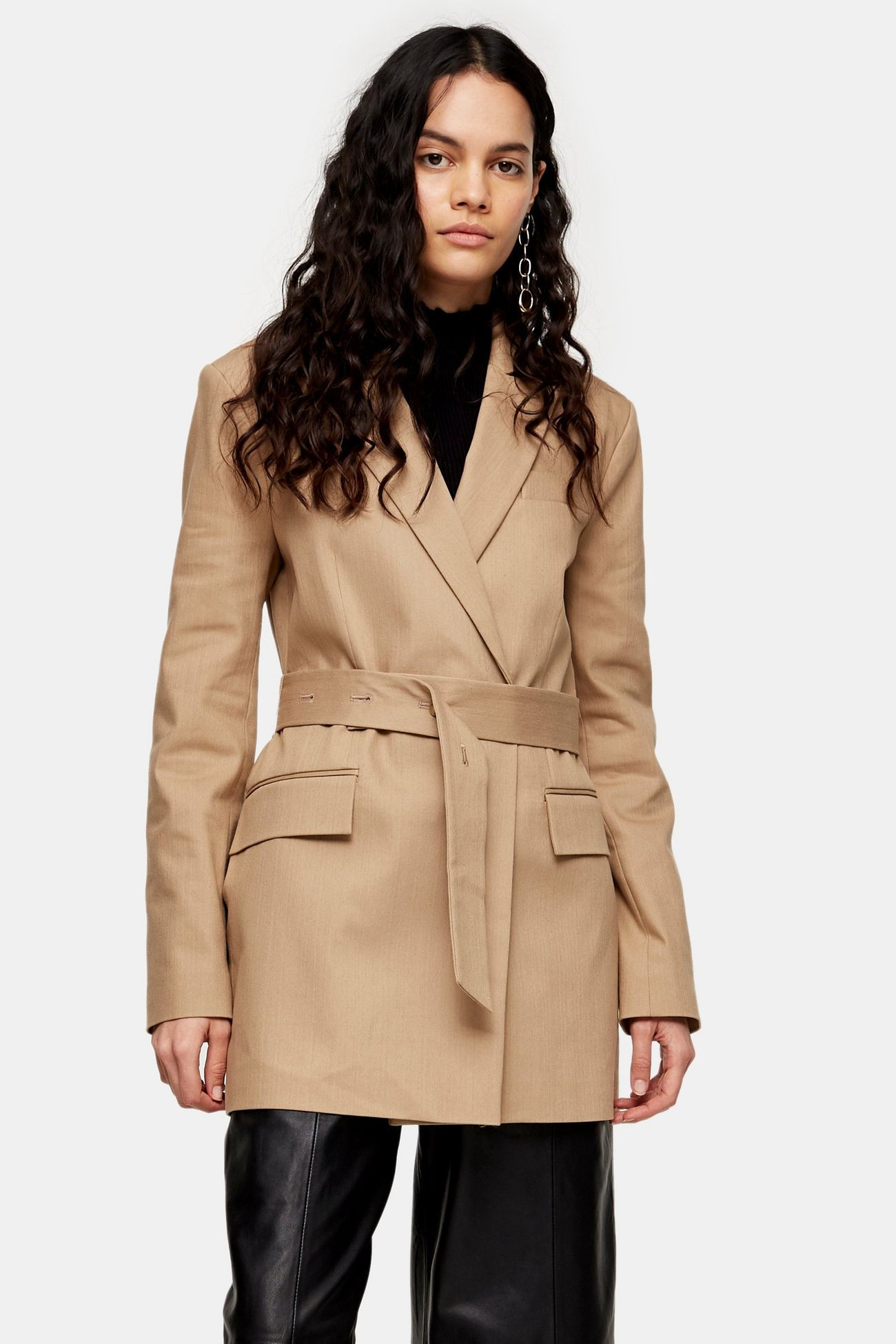 Stone Belted Button Blazer | Topshop UK