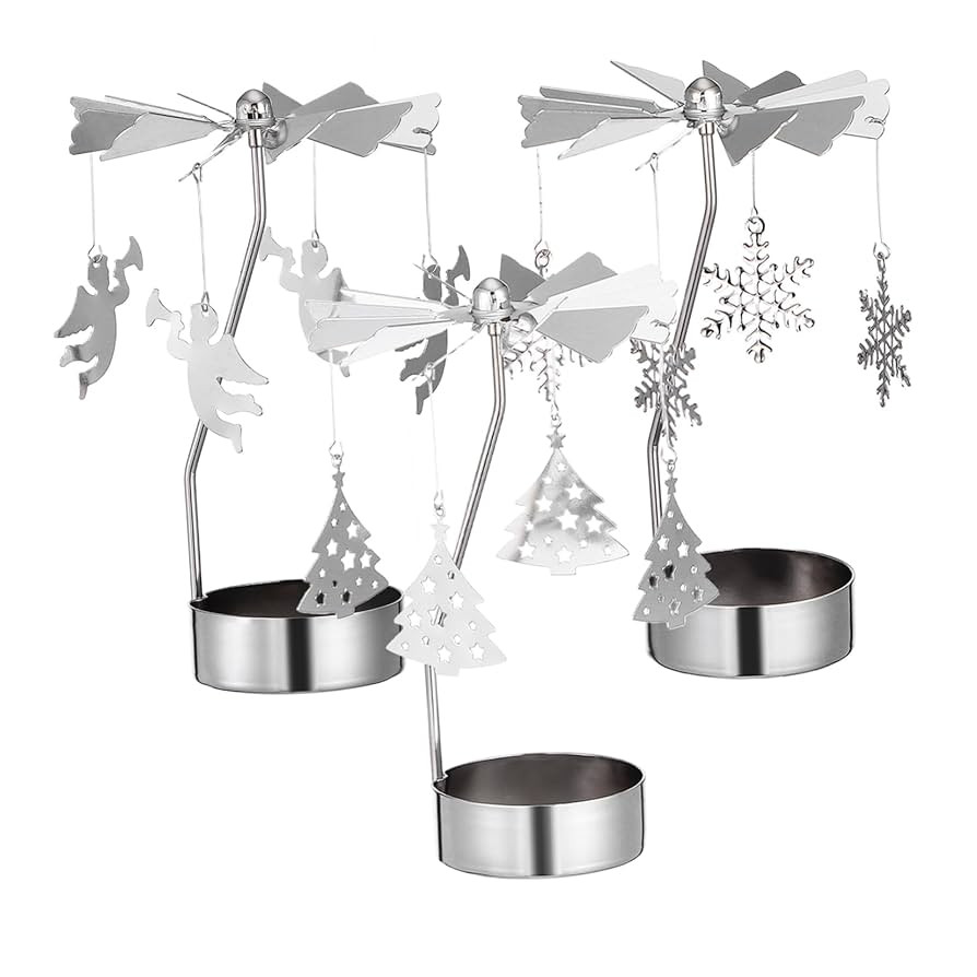 Beaupretty Karussell Teelichthalter Weihnachten Kerzenhalter Rotierend Drehbarer Teelichthalter K... | Amazon (DE)