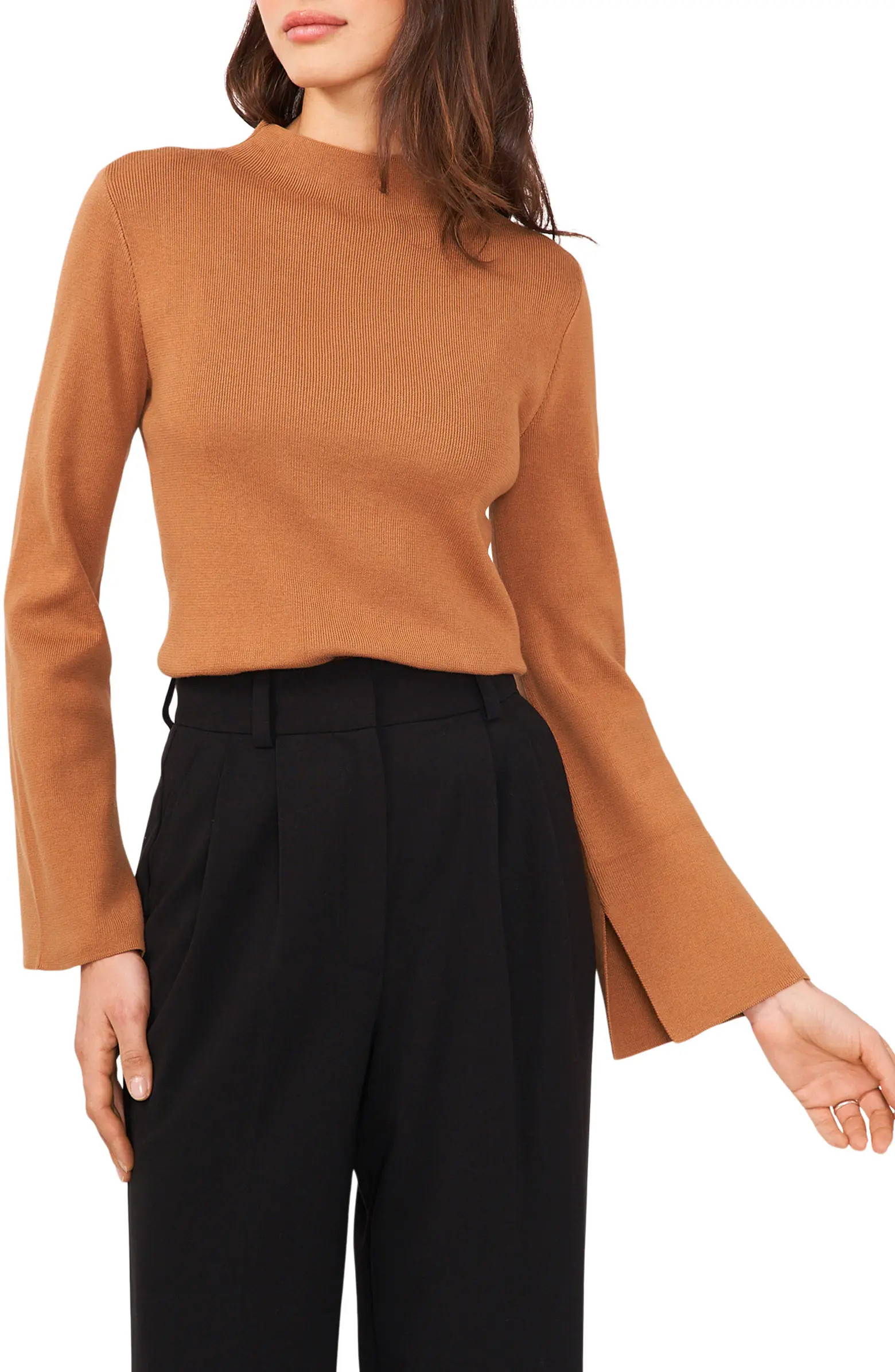 Halogen® Funnel Neck Cotton Blend Sweater | Nordstrom | Nordstrom