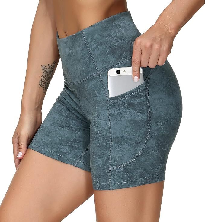 THE GYM PEOPLE High Waist Yoga Shorts for Women's Tummy Control Fitness Athletic Workout Running... | Amazon (US)