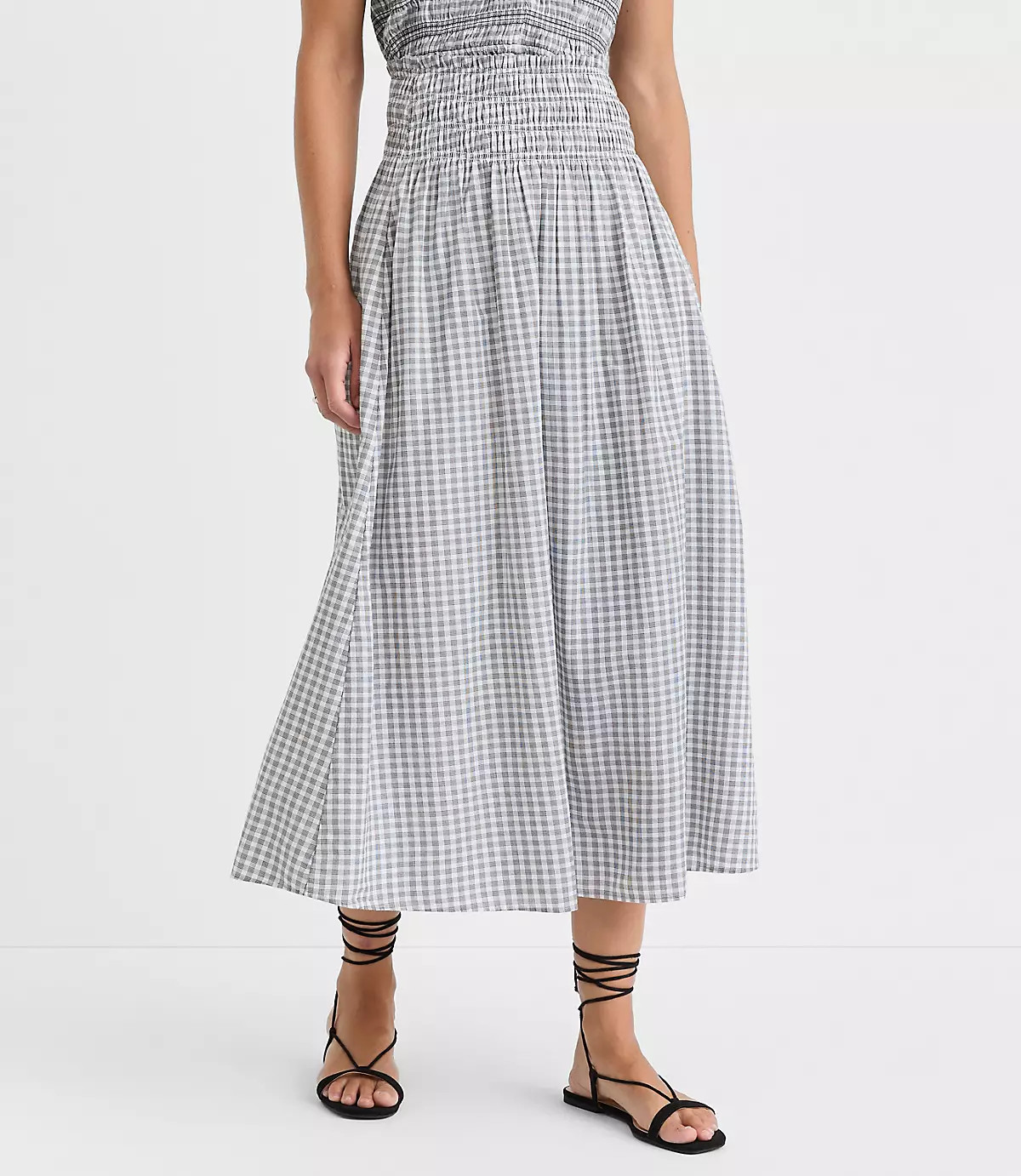 Plaid Smocked Midi Skirt | LOFT