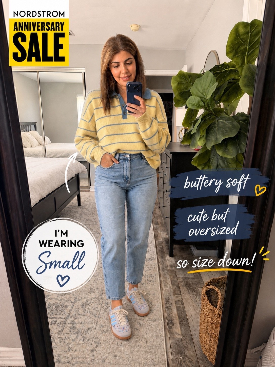 Buttery soft and SO cute! 💛 This sweater is one of my favorite Nordstrom Anniversary Sale finds. It has the perfect relaxed look, but it definitely runs oversized, so I recommend sizing down. I’m wearing a size Small for reference. Paired it with my favorite jeans and these adorable sneakers for an easy everyday outfit. ✨#LTKSale #NordstromAnniversarySale #LTKStyle #FallStyle #SweaterWeather #EverydayStyle #MomStyle
teacher outfits #teacherstyle #teacheroutfits #teacherdress #momstyle

#LTKmomlife #LTKgrwm #LTKWorkwear
