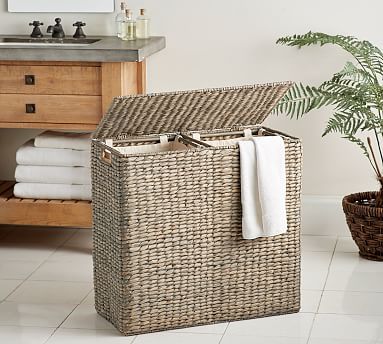 Seagrass Handcrafted Divided Hamper | Pottery Barn (US)