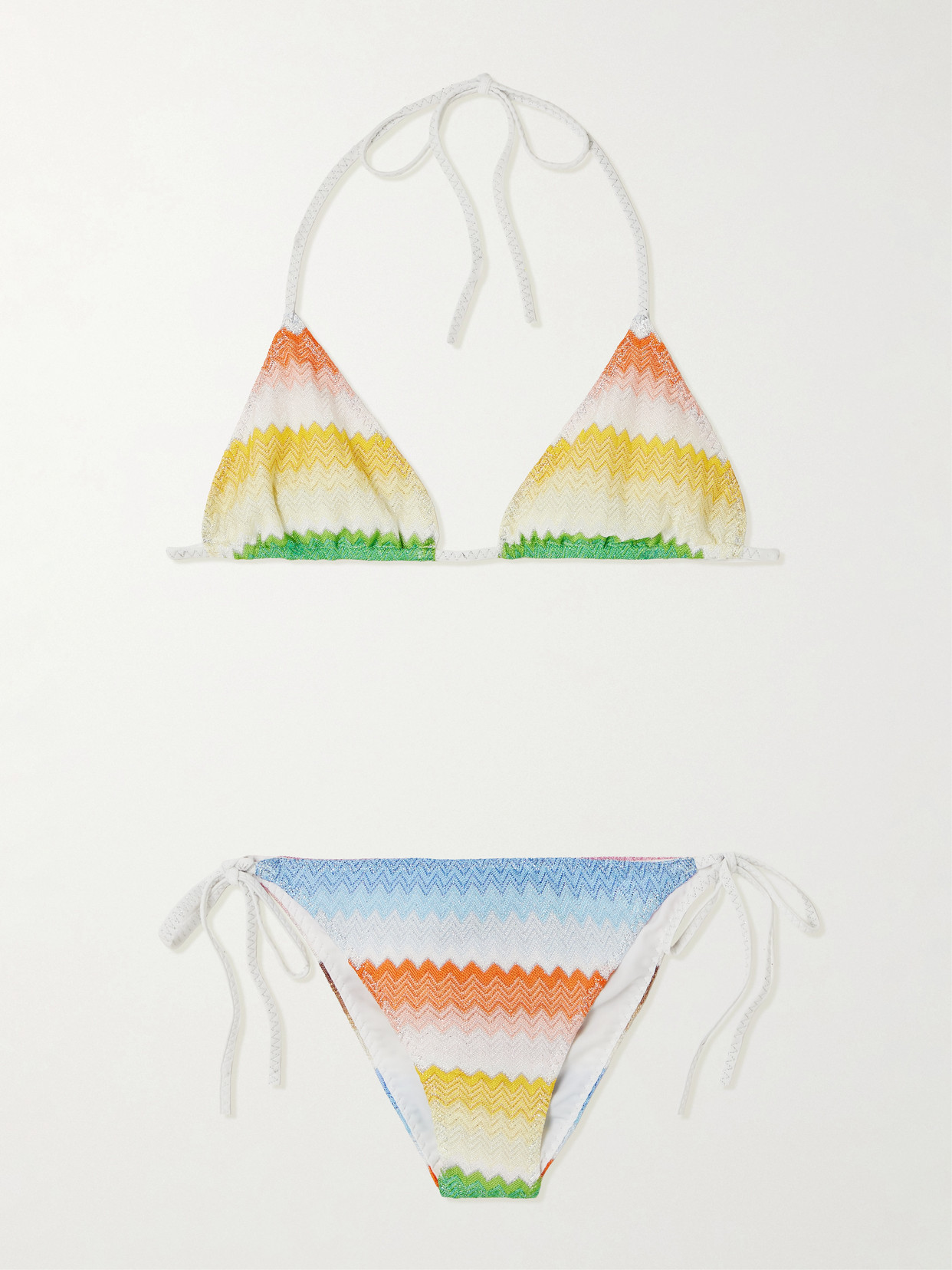Missoni - Mare Striped Metallic Crochet-knit Triangle Bikini - Multi | NET-A-PORTER (US)