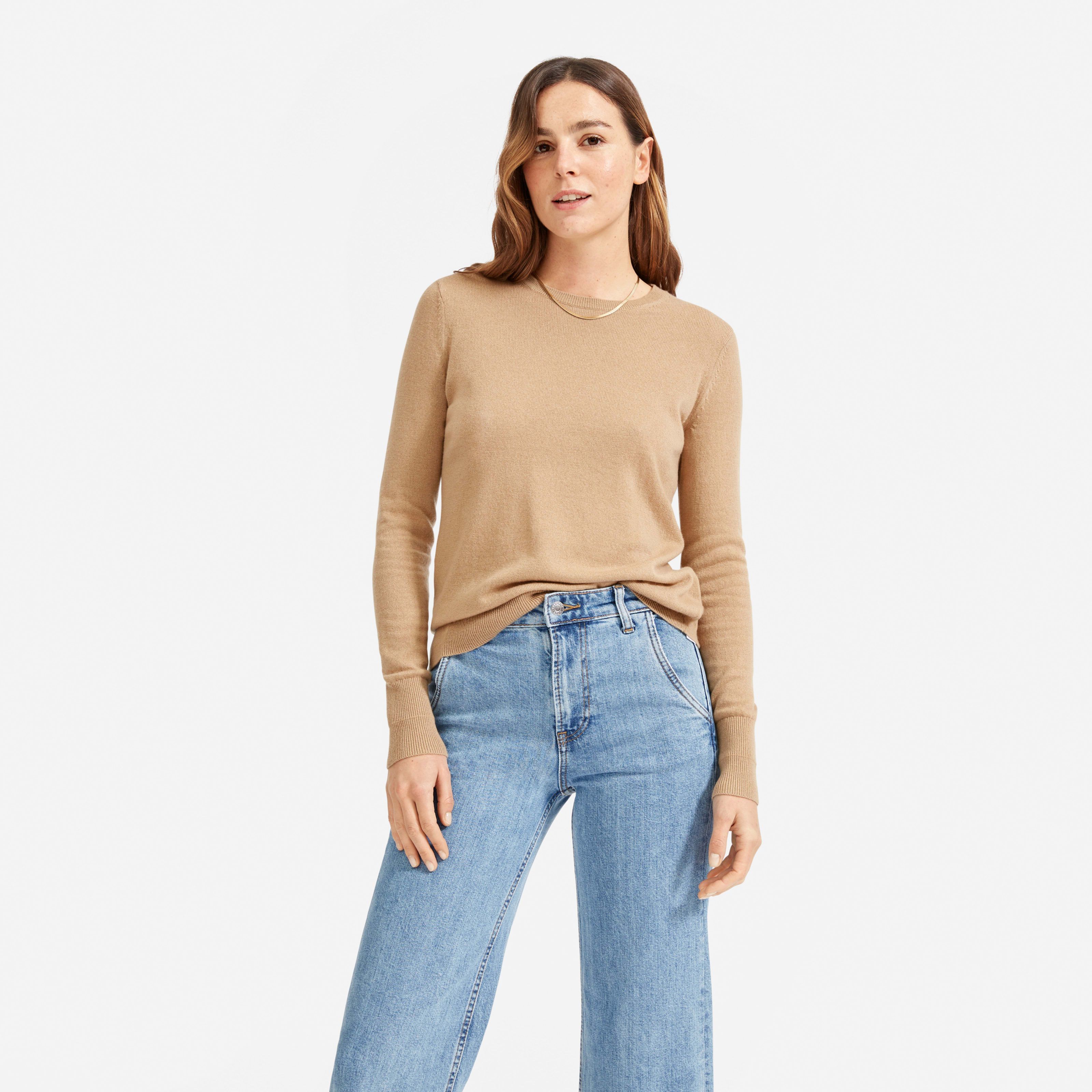 Women's Cashmere Crew Sweater by Everlane in Camel, Size XL | Everlane