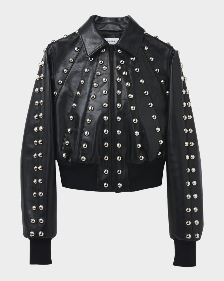Leather Studded Biker Jacket | Neiman Marcus