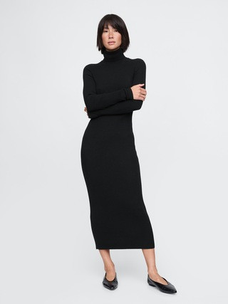 Turtleneck Rib Midi Sweater Dress | Gap (CA)