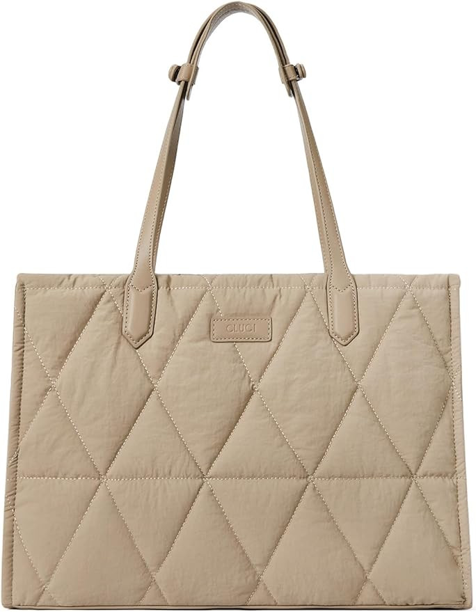 CLUCI Quilted Puffer Tote Bag for Women 15.6 inch Laptop Shoulder Women Briefcase Work Bag for Tr... | Amazon (US)