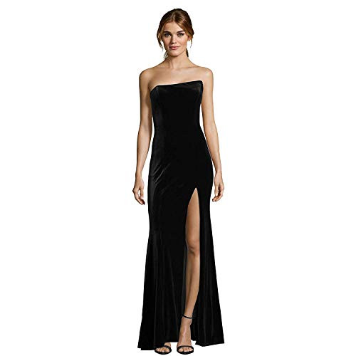 Betsy & Adam Long Slim Velvet Strapless Evening Gown - Asymmetric Neck Long Dress \u2013 Formal W... | Amazon (US)