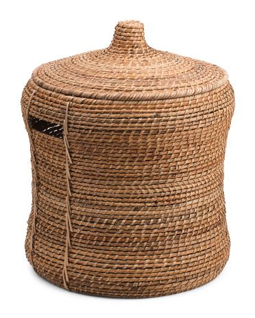 Medium Lidded Rattan Storage Basket | Marshalls