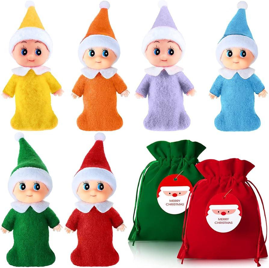 6 Pieces Little Christmas Elves Elf Doll Elf Twins Baby with Velvet Bags Elf Accessories for Xmas... | Amazon (US)