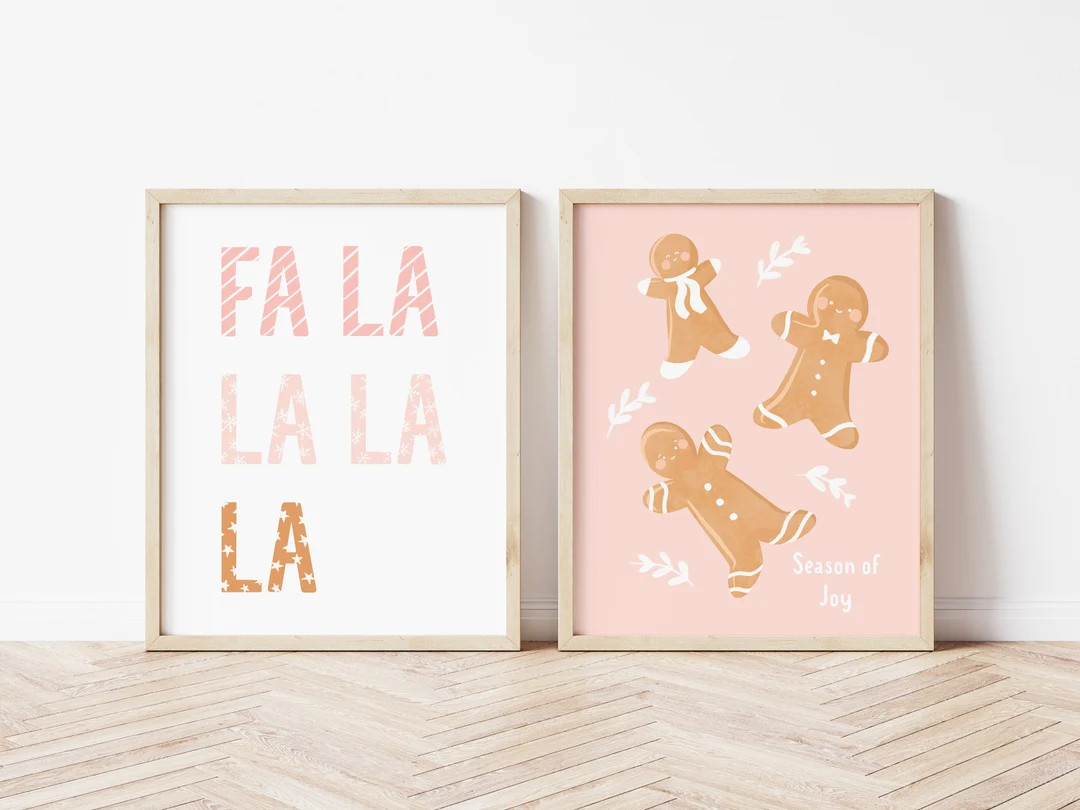 Christmas Print Set of 2 Pink Christmas Set Boho Christmas - Etsy | Etsy (US)