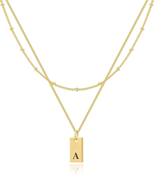 Initial Necklaces for Women 18K Gold Plated Dainty Layered Necklace Letter Name Necklaces Persona... | Amazon (US)