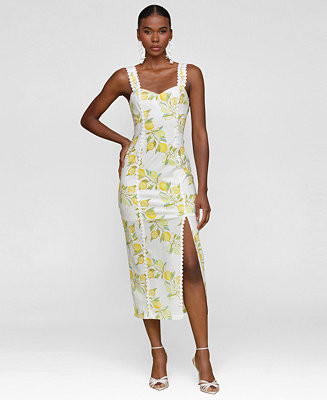 Women's Lemon-Print Bodycon Midi Dress | Macy's