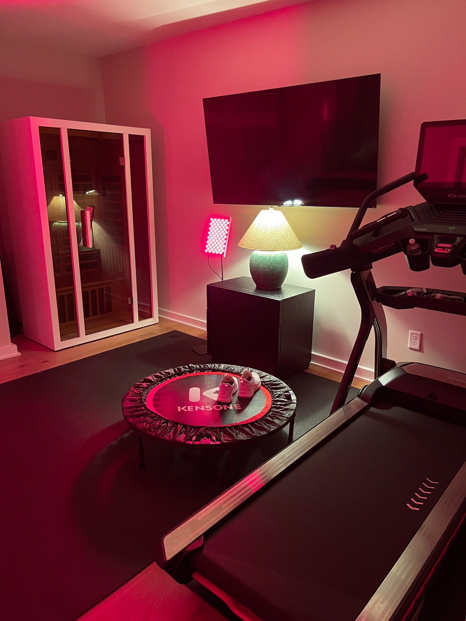 Home gym! Just added this rebounder! Love it 

Trampoline, fitness, gym mat, lamp, sauna, treadmill, tv, cabinet, night stand, home decor 

#LTKHome #LTKFindsUnder100 #LTKActive