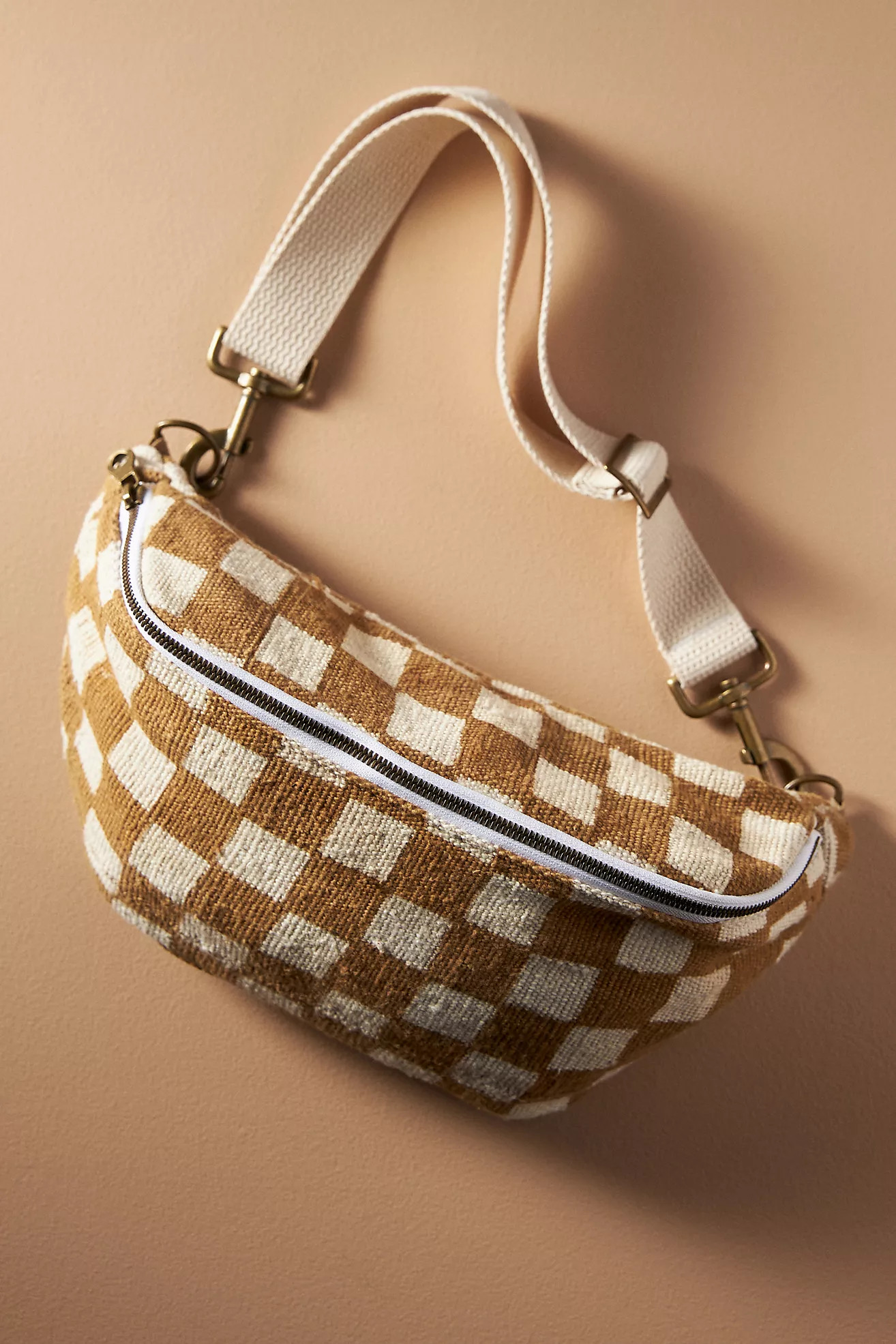 Jenna Bee Mustard Checkered Sling Bag | Anthropologie (US)