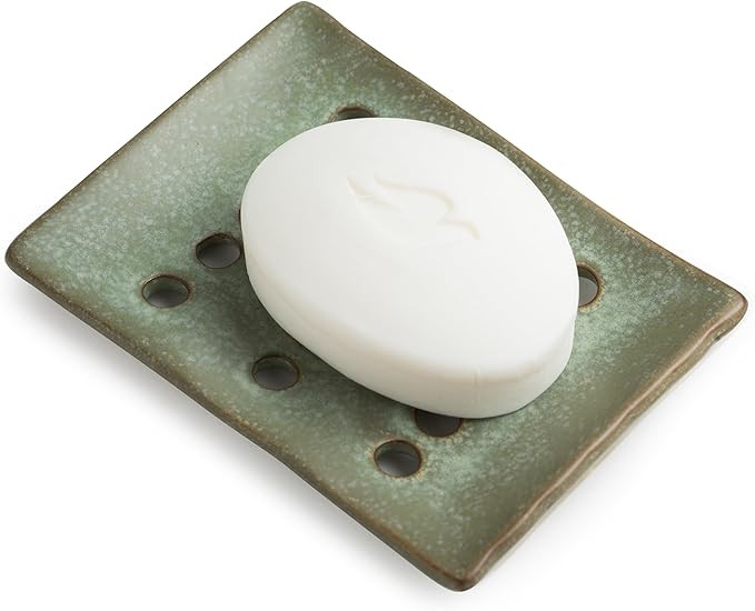 Ceramic Soap Dish with Self Drain for Shower, Bar Soap Holder to Lift and Keep Dry, Concave Desig... | Amazon (US)