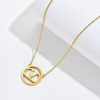 Yarpiany V Letter Pendant Necklaces for Women Trendy 18K Gold Plated Necklace Stainless Steel Gold P | Amazon (US)