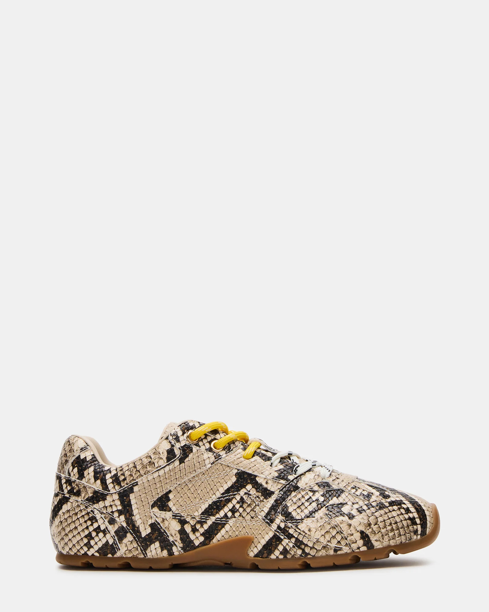 AZIEL Tan Snake Low-Top Lace-Up Women's Sneakers | Steve Madden (US)