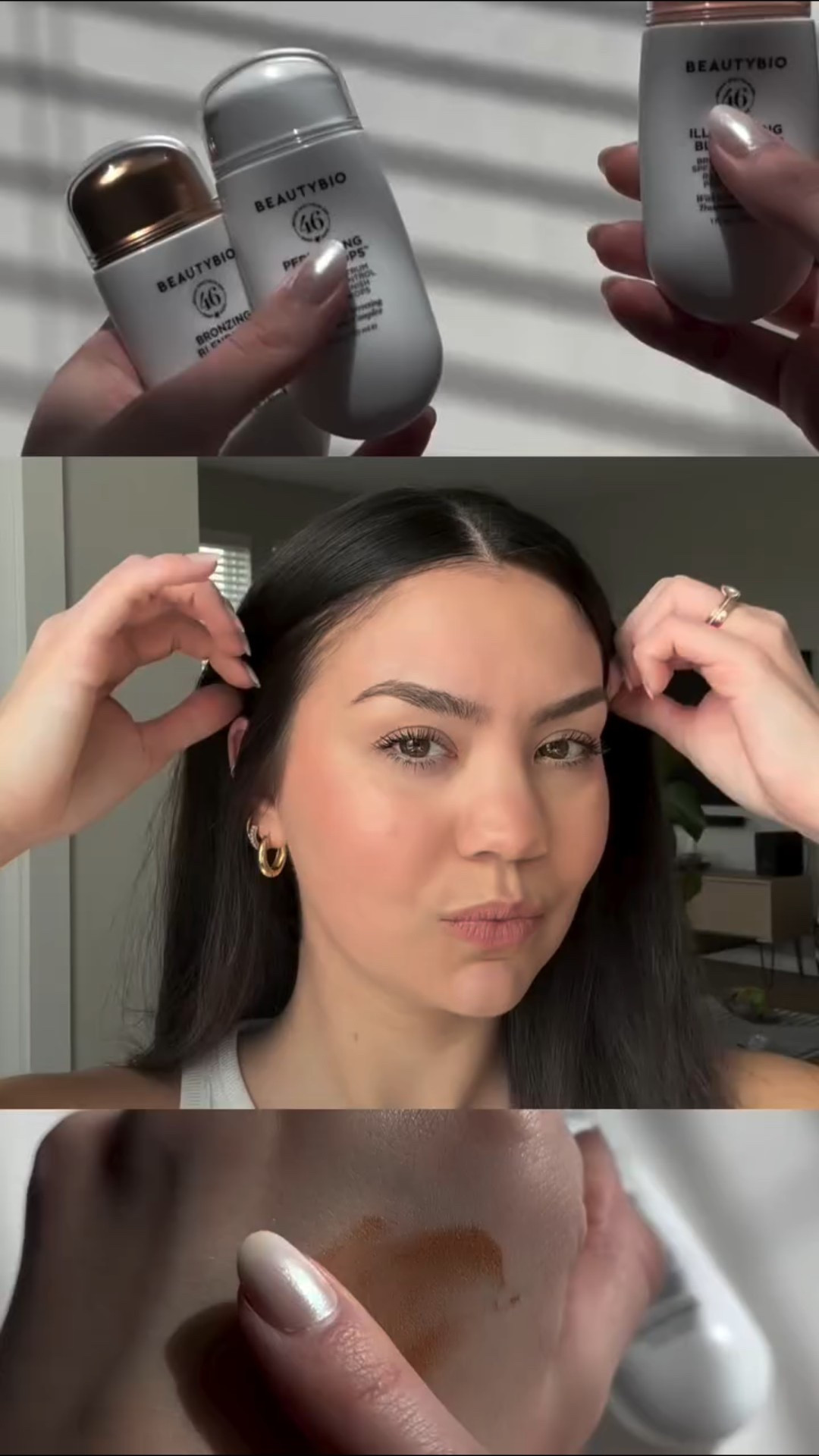 Testing the @beautybio Blendrops gifted by BeautyBio so you don’t have to…the score: 9/10
 
Three finishes. The goal: glowy, protected skin.
Here’s the breakdown of each:
• Perfecting Drops = invisible, blurring magic
• Bronzing Drops = sun-kissed without the sun
• Illuminizing Drops = radiant and dewy in all the right ways
 
SPF 46, oil control, and color correction in one? I had to try them all. Tip: If you’re layering, just watch your creases for product collecting.
 
Which finish would you reach for first?
 
#BeautyBio #BlendropsReview #SPFGlowUp #SkincareReel #DewySkinClub