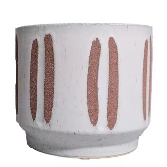 Origin 21 7.9-in x 6.89-in Tan White Natural Ceramic Planter with Drainage Holes | Lowe's