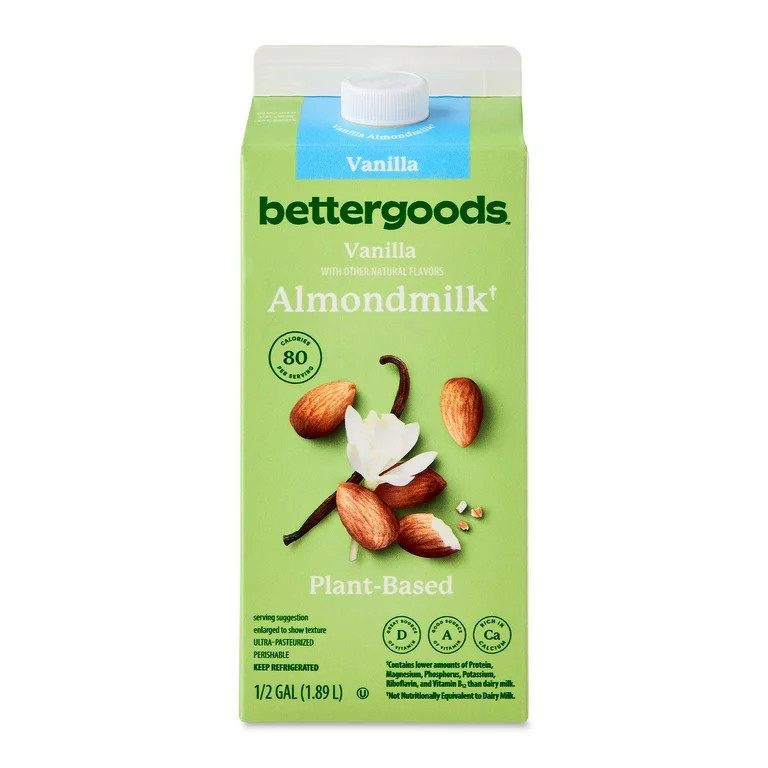 bettergoods Plant-Based Vanilla Almond Milk, Half Gallon | Walmart (US)