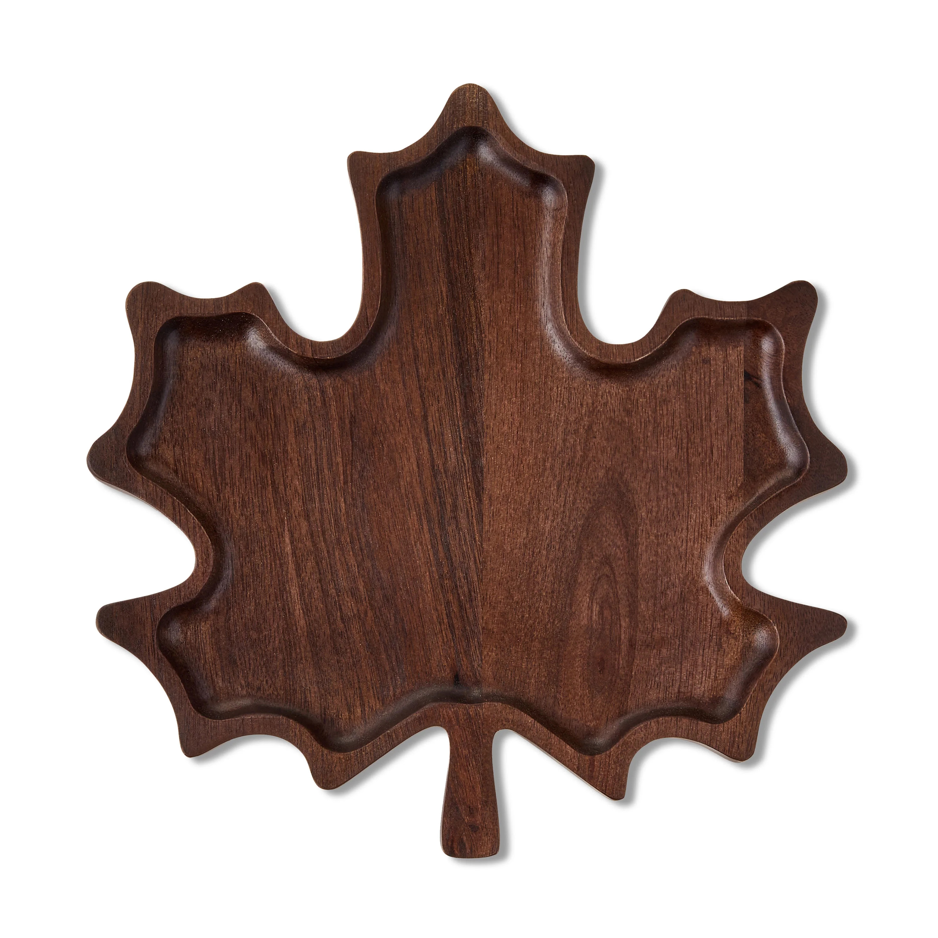Mango Wood Leaf Decorative Tray, Brown, 10" x 9.6", Fall by Way To Celebrate | Walmart (US)