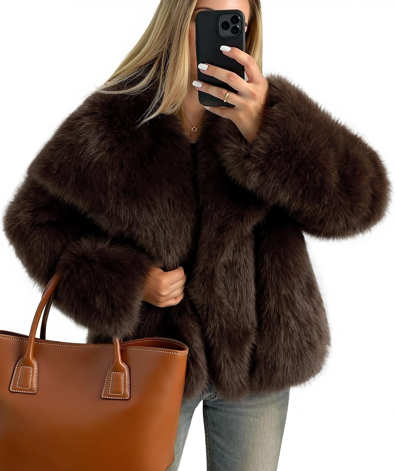 ZESICA Women's Winter Faux Fur Coats Fluffy Jacket | Amazon (US)