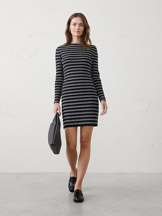 Ribbed Mock-Neck Mini Sweater Dress | Banana Republic Factory