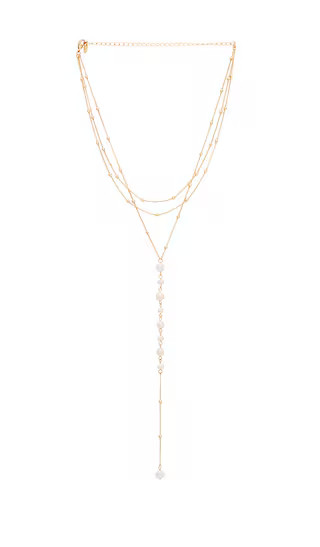 Ettika Pearl Dreams Layered Lariat Necklace in Metallic Gold. | Revolve Clothing (Global)