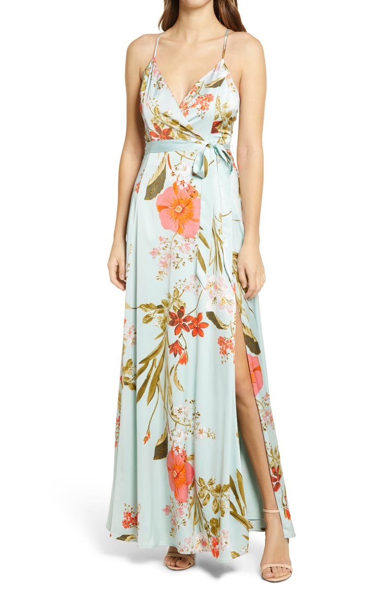 Still the One Floral Faux Wrap Gown | Nordstrom