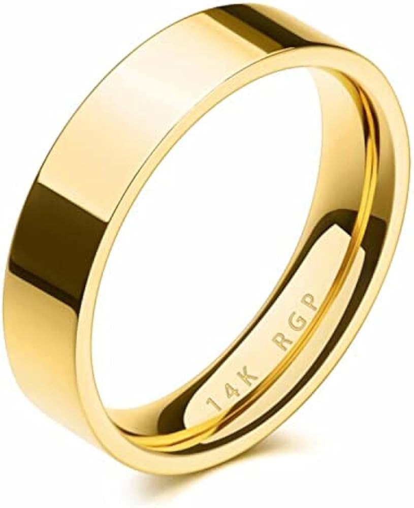 NOKMIT 5mm 14K Gold Filled Rings for Women Men Wedding Band Stacking Stackable Rings Pointer Fing... | Amazon (US)