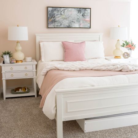 These nightstands are great additions to our young teen daughter's room. They have two drawers, an open shelf and a recessed top.

#LTKhome