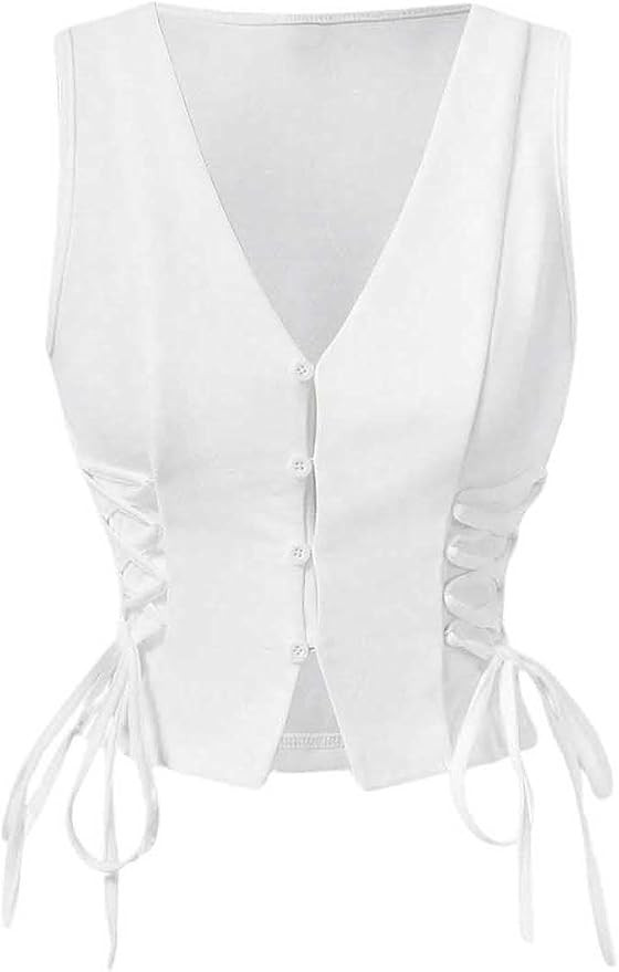 GORGLITTER Women's Sleeveless Western Cowgirl Rodeo Outfit Lace Up Vests Tops Business Casual Cou... | Amazon (US)